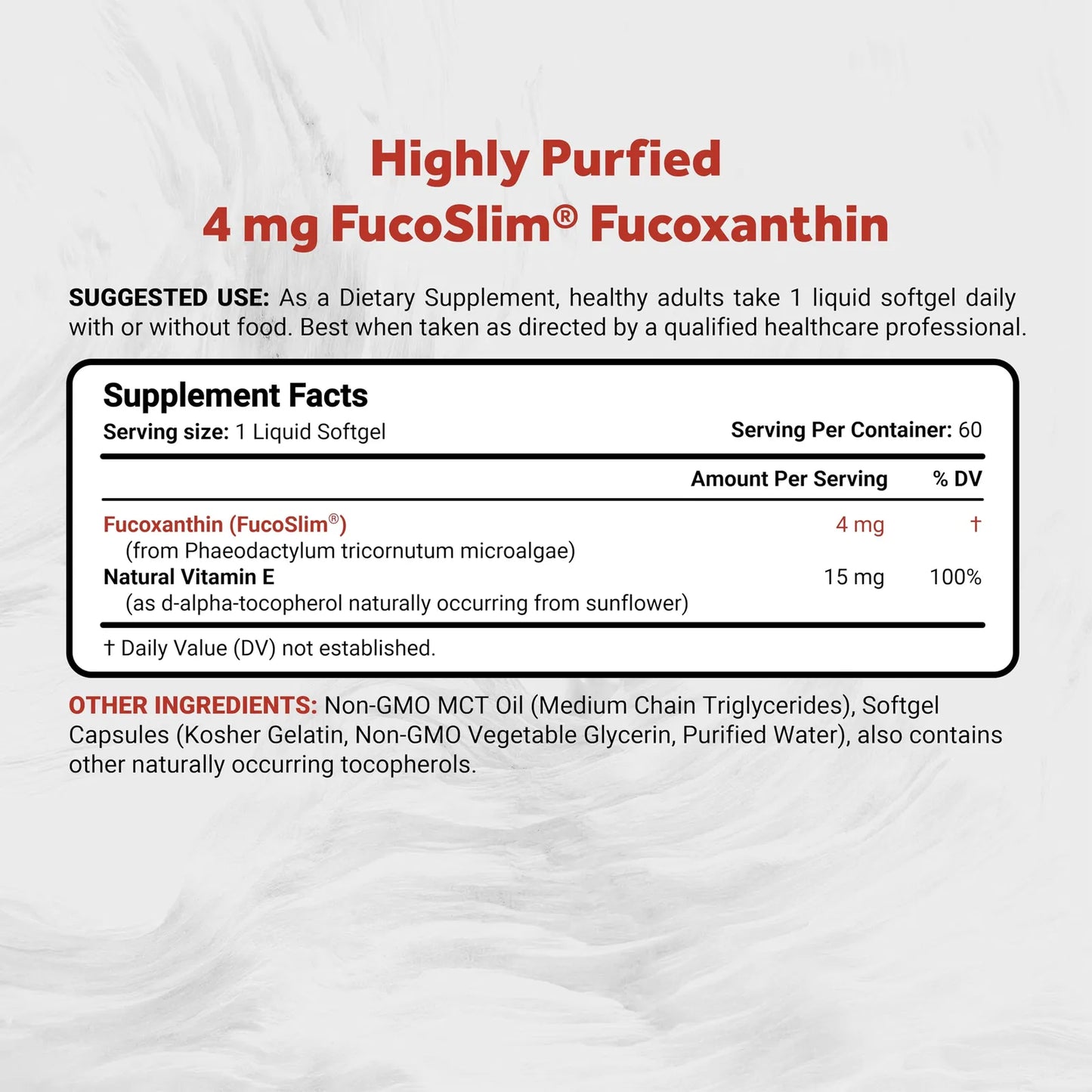 Fucoxantina Natural 4 Mg 60 Cápsulas Blandas Con FucoSlim® Para Metabolismo Y Salud