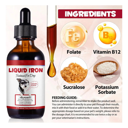 Hierro Líquido Para Perros Con Folato Y B12 Combate Anemia Y Aumenta Energía