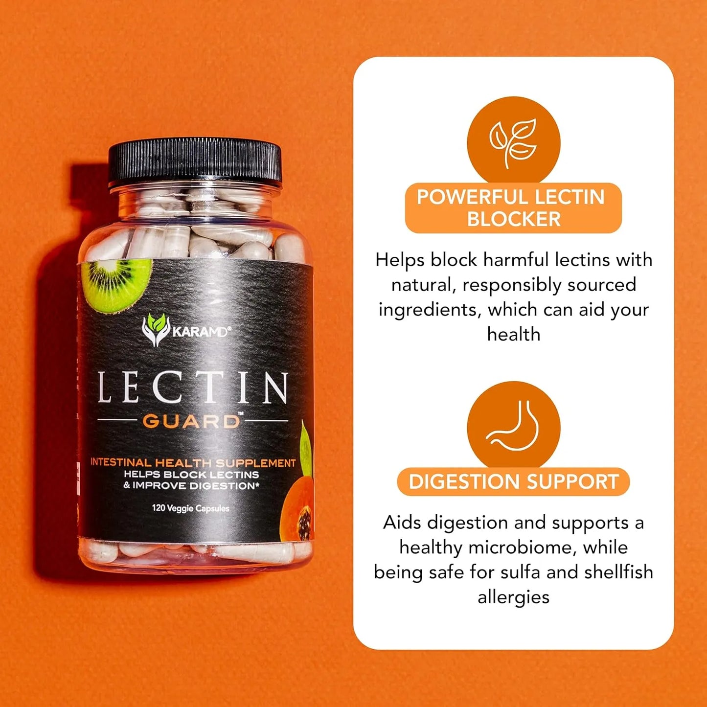 KaraMD Protector De Lectina Suplemento Digestivo 120 Capsulas Bloqueador Natural De Lectinas