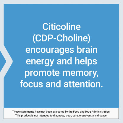 Citicolina CDP Colina Suplemento Para Memoria Enfoque Y Salud Cerebral 60 Cápsulas
