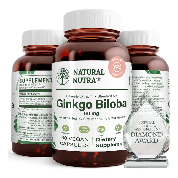 Ginkgo Biloba 60 Cápsulas Mejora Memoria Concentración Y Función Cerebral Vegano Sin Gluten