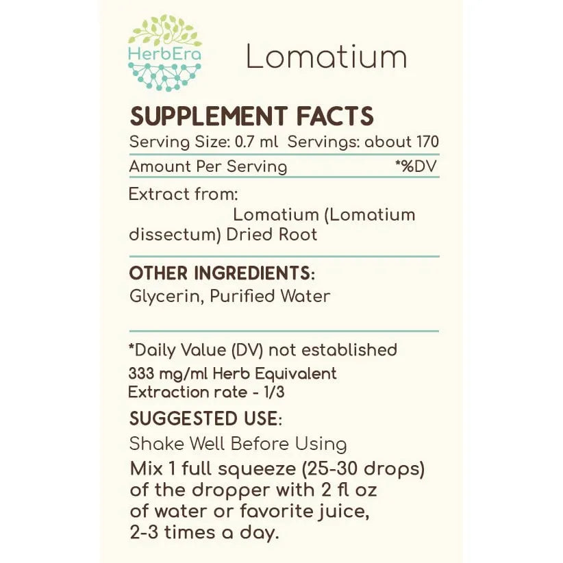 Tintura Concentrada De Lomatium Extracto De Hierbas Sin Alcohol 4 Onzas