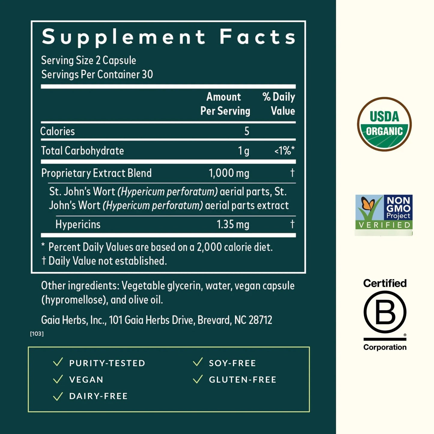 Hierba De San Juan Suplemento Natural 60 Cápsulas Veganas Para Apoyo Emocional