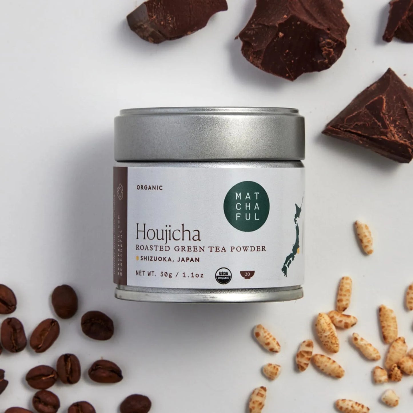 Té Verde Tostado Orgánico Houjicha En Polvo Sabor Suave Y Terroso 3.53 Oz