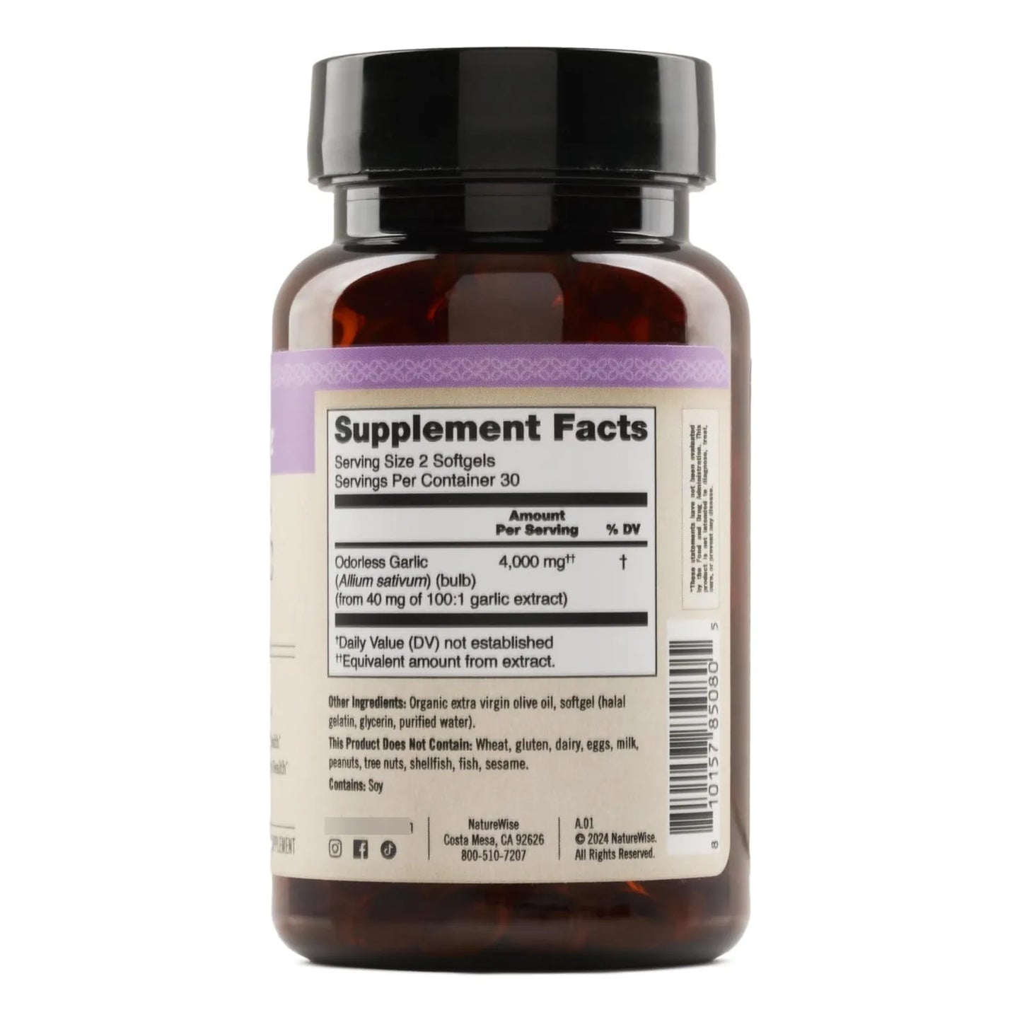 Ajo Inodoro 4000 Mg Extracto Ultra Potente 100 A 1 Fórmula Colesterol Saludable 60 Cápsulas