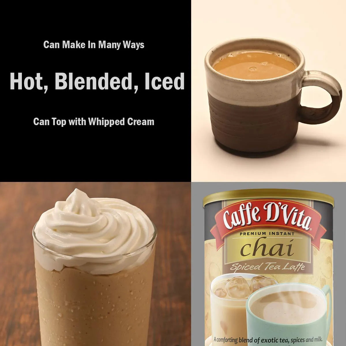 Caffe Dvita Te Chai Latte Mix Con Leche Especias 1 Lb Mezcla Premium Sin Gluten