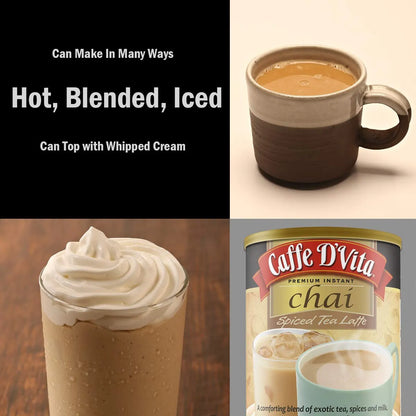 Caffe Dvita Te Chai Latte Mix Con Leche Especias 1 Lb Mezcla Premium Sin Gluten