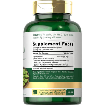 Carlyle Triphala Capsulas 1500 Mg 180 Unidades Digestión Natural Sin Gluten