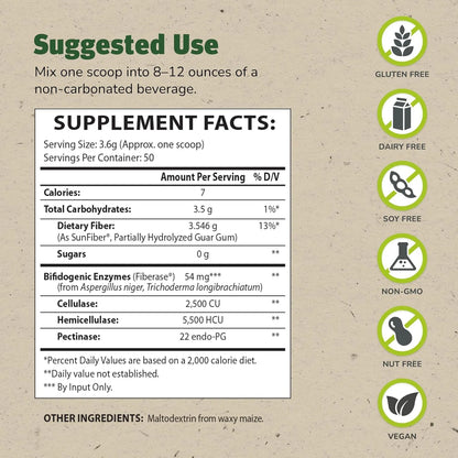 Fibra Prebiótica TruFiber 180g Paquete De 2 Apoya Salud Digestiva Vegano Sin Gluten