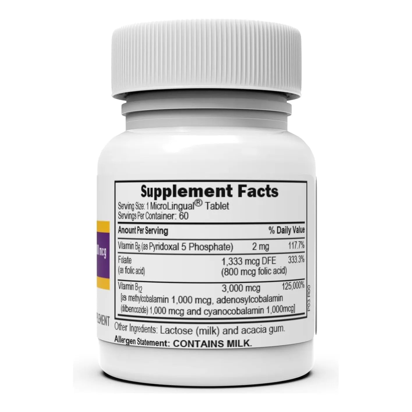 Tabletas Microlingües B12 3000 Mcg Disolución Rápida 60 Unid Energía Y Cognición