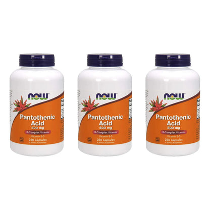 Ácido Pantoténico 500 Mg 250 Cápsulas Paquete Triple Vitamina B5 Energía Y Metabolismo