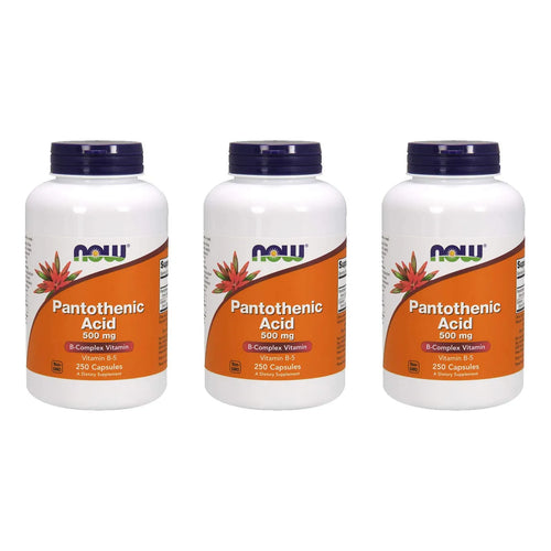 Ácido Pantoténico 500 Mg 250 Cápsulas Paquete Triple Vitamina B5 Energía Y Metabolismo