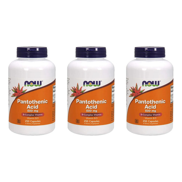 Ácido Pantoténico 500 Mg 250 Cápsulas Paquete Triple Vitamina B5 Energía Y Metabolismo