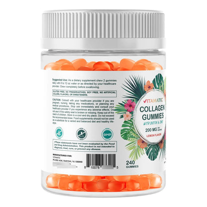 Gomitas Colageno Hidrolizado Vitamina C Zinc Biotina 200 Mg Piel Cabello Uñas