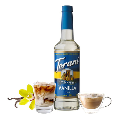 Jarabe Torani Sin Azucar Sabor Vainilla 740 Ml Paquete De 4 Unidades