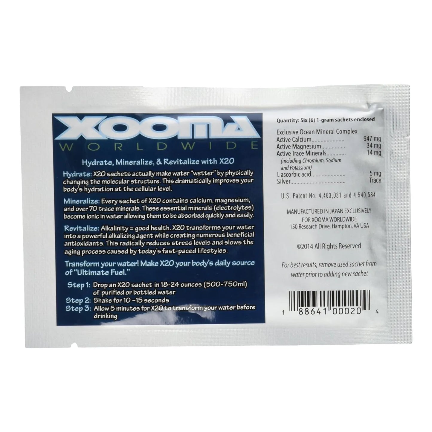 Paquete Xtreme X2o 6 Sobres Hidratacion Alcalina Mineralizada