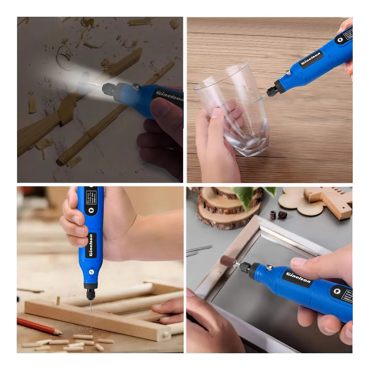 Herramienta Giratoria Inalambrica Ginelson Kit Multiusos Corte Pulido Grabado