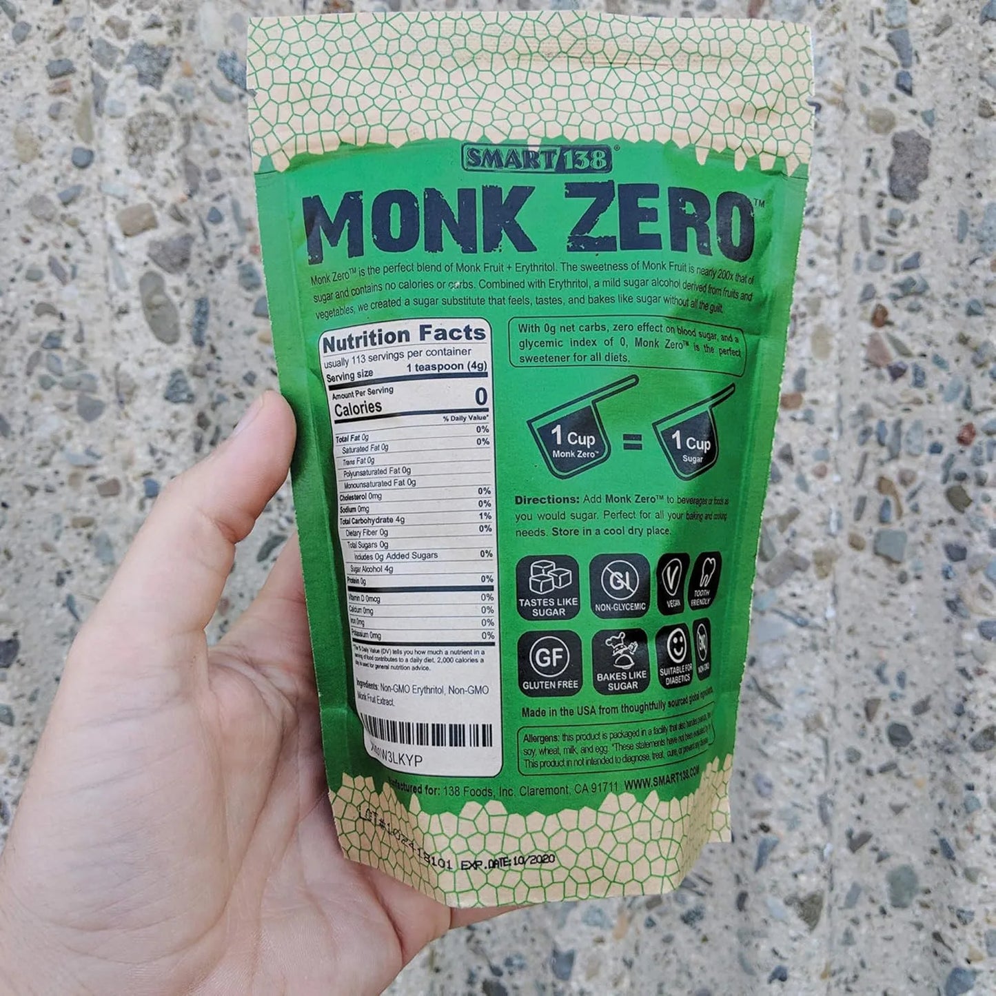 Monk Zero Edulcorante Natural Fruta Monje Sin Calorias Keto Y Vegano