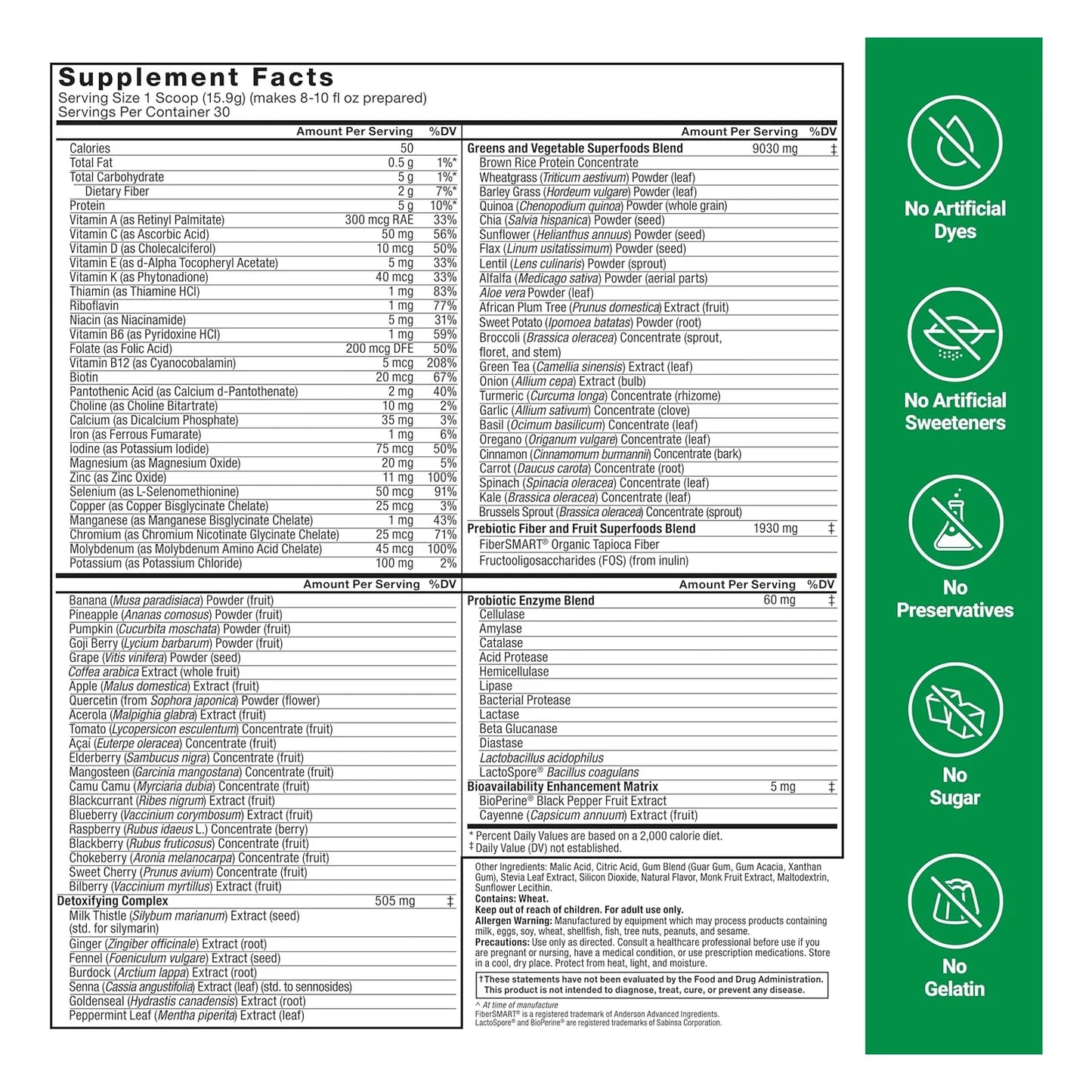 Polvo De Superalimentos Verdes Force Factor Para Digestión Y Energía