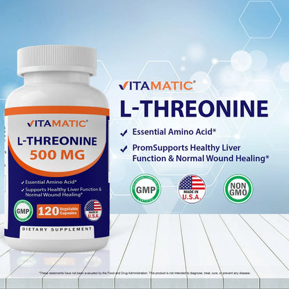 L Treonina 500 Mg 120 Capsulas Vegetales Funcion Hepatica Y Muscular