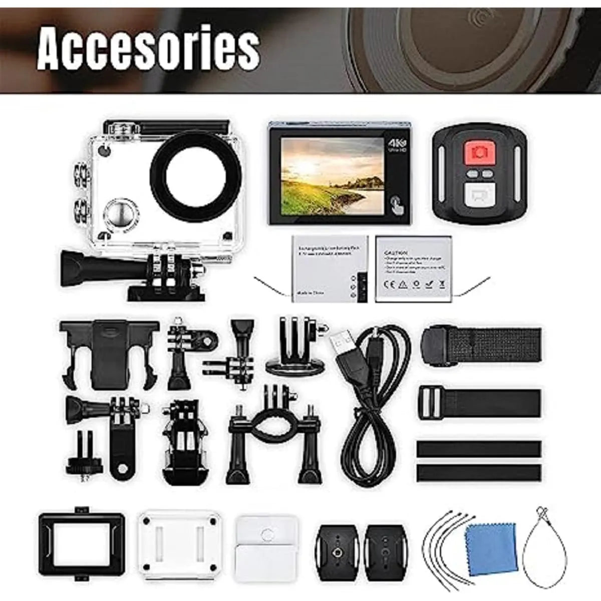 Cámara De Acción Exprotrek 4K Pantalla Táctil Impermeable 131 Pies WiFi