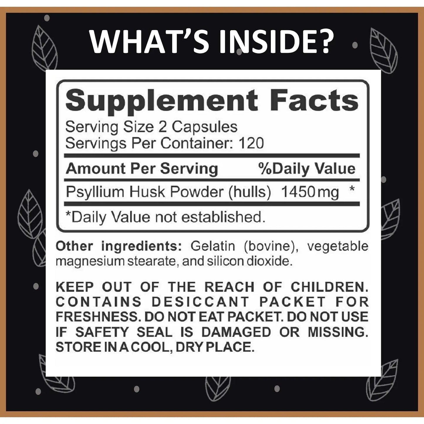 Capsulas De Psyllium 1450 Mg Fibra Soluble Natural Salud Intestinal Regularidad