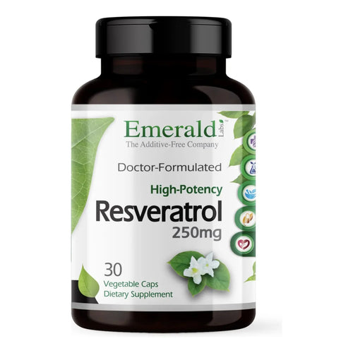 Resveratrol Emerald Labs Suplemento Antioxidante 30 Cápsulas Veganas