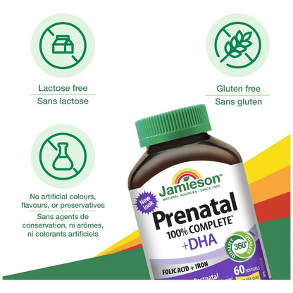 Multivitaminico Prenatal Completo Con Dha 60 Capsulas Blandas Jamieson