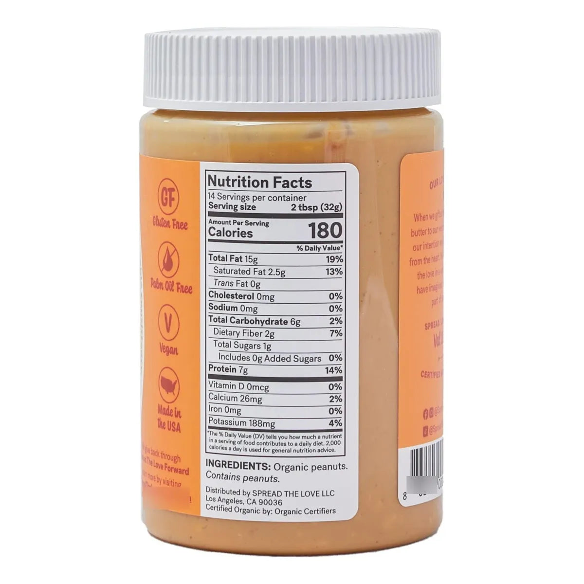Mantequilla De Mani Organica Cremosa Tostada Natural Sin Sal Pura Y Deliciosa