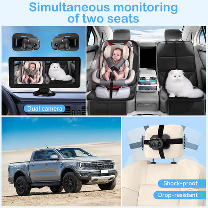 Camara Dual HD Para Coche Pantalla 6.9 Pulgadas Vision Nocturna Facil Instalacion