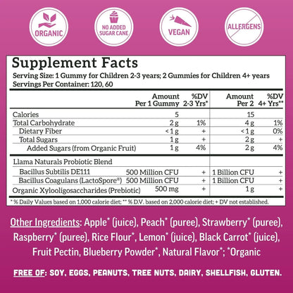Gomitas Prebióticas Probióticas Frutas Reales Niños Digestión Saludable