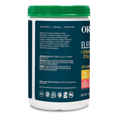 Organika Electrolitos Colágeno Hidratante Sin Azúcar Sabor Bayas Limón 360g