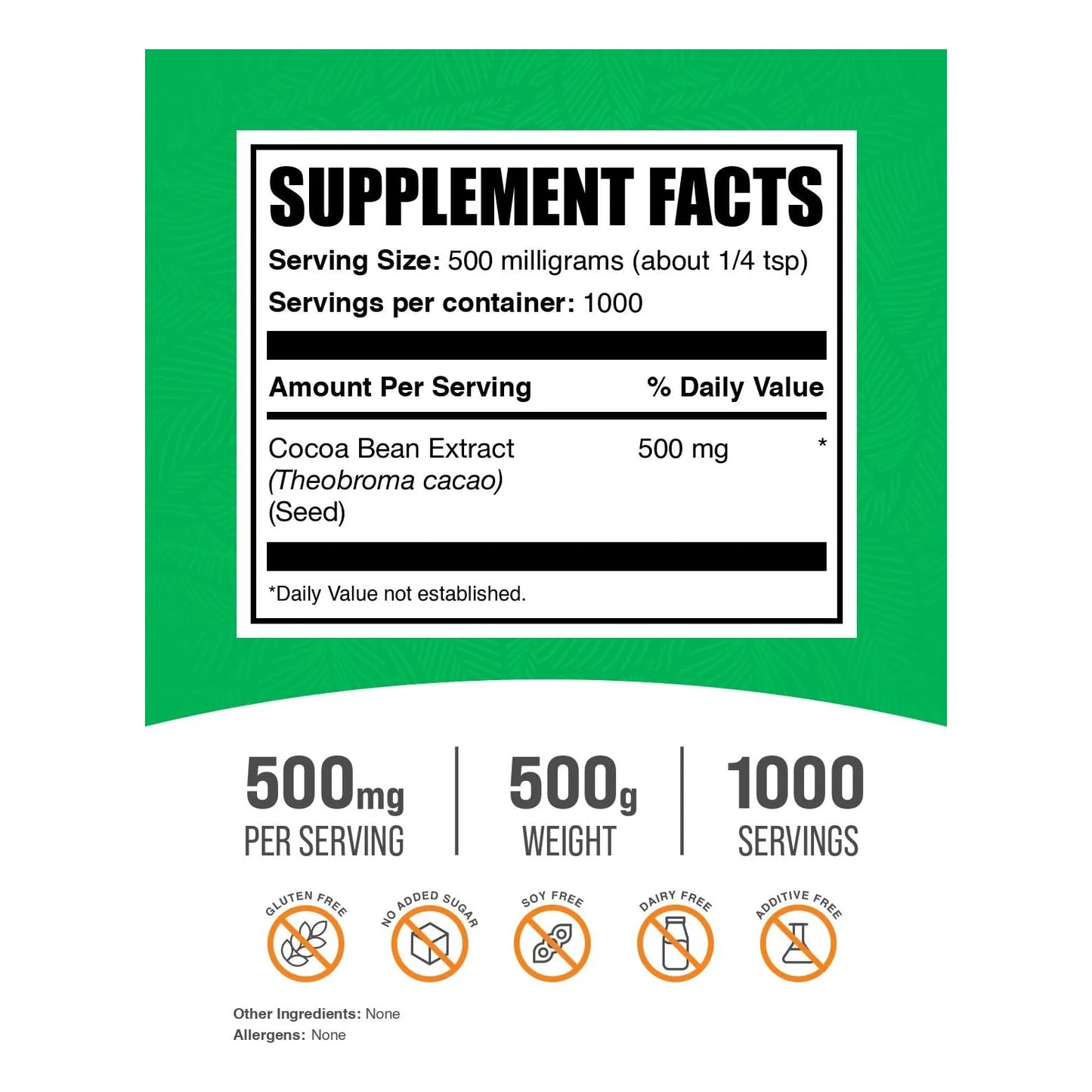 Extracto De Cacao Natural Sin Azucar 500 Mg Potencia Tu Mente Y Energia