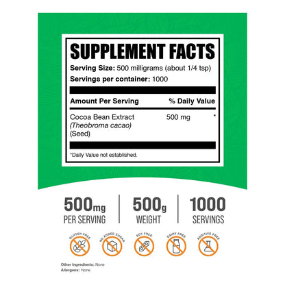 Extracto De Cacao Natural Sin Azucar 500 Mg Potencia Tu Mente Y Energia