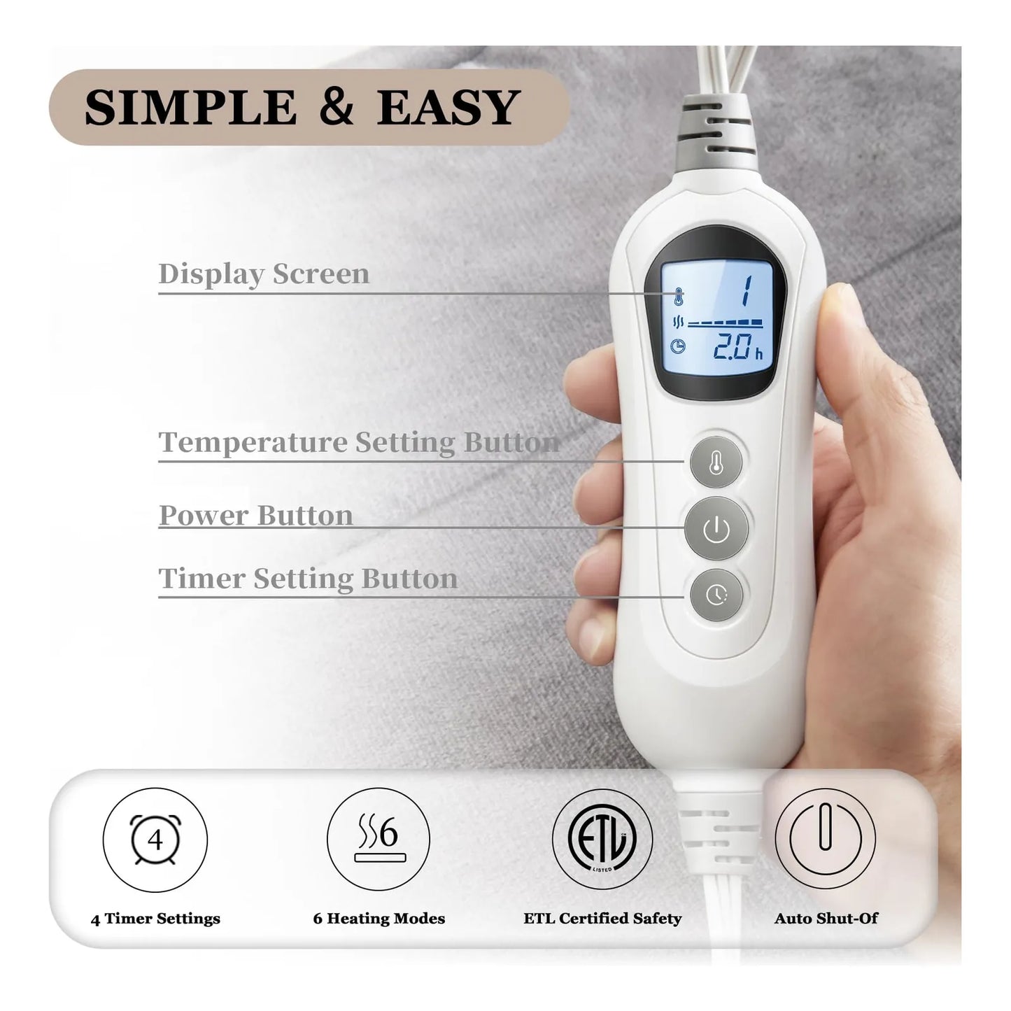 Almohadilla Termica Cervical Alivio Profundo 6 Temperaturas Control Remoto
