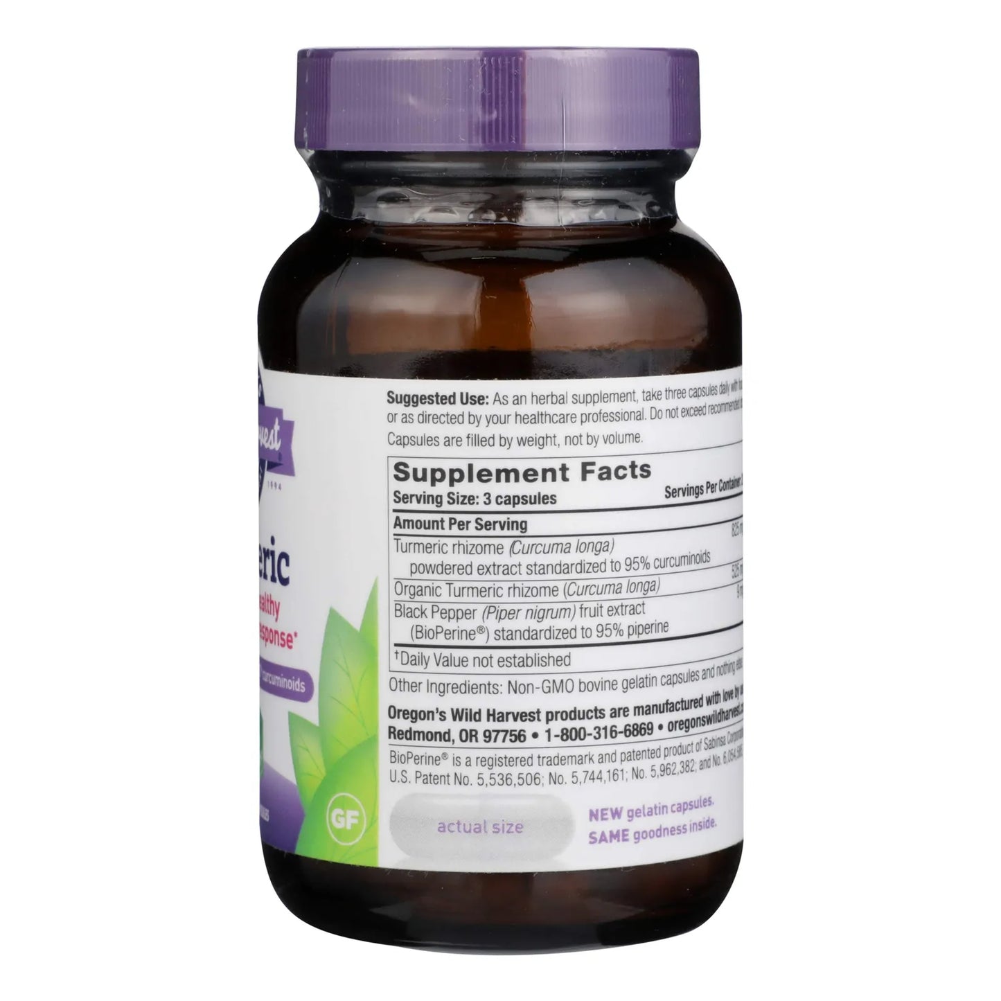 Capsulas De Cúrcuma Silvestre 60 Unidades Natural Sin Gluten Y Omg