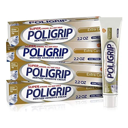Super Poligrip Crema Adhesiva Para Dentaduras Extra Sin Zinc Sujecion Duradera Y Segura