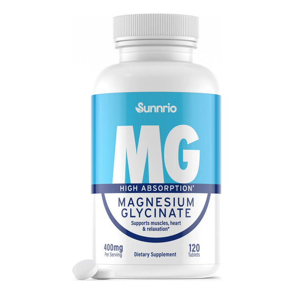 Glicinato De Magnesio 400 Mg Alta Absorción Apoyo Muscular Y Sueño