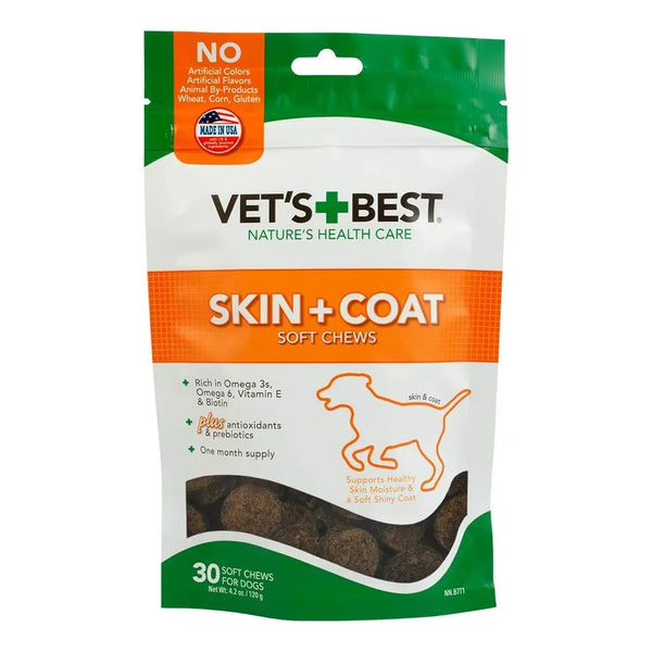 Masticables Suaves Para Perros Con Vitamina E Y Biotina Vet's Best Skin Coat
