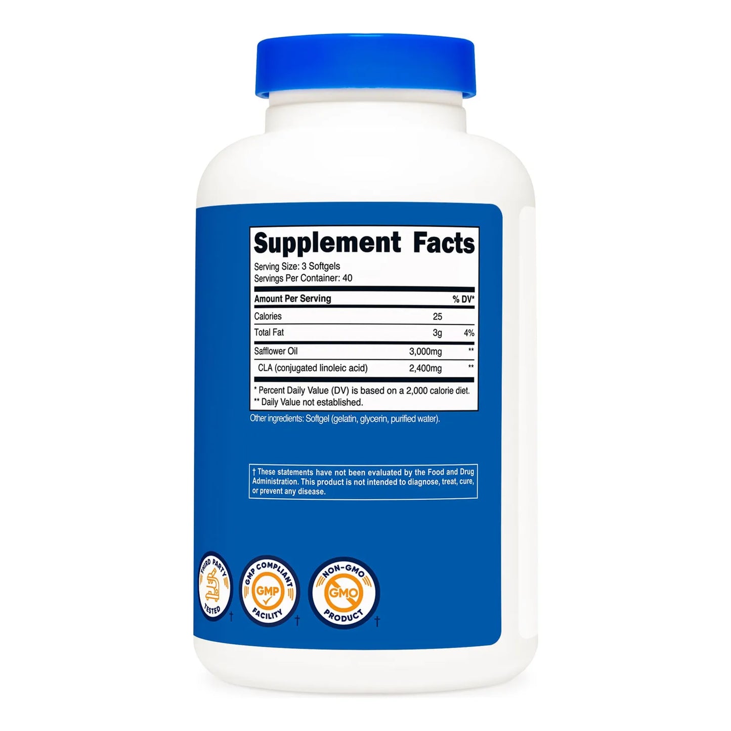 CLA Acido Linoleico Conjugado 2400 Mg 120 Capsulas Blandas Sin Gluten Y Sin Omg