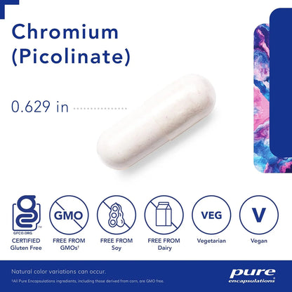 Cromo Picolinato 200 Mcg Suplemento Hipoalergenico Metabolismo Saludable 180 Capsulas