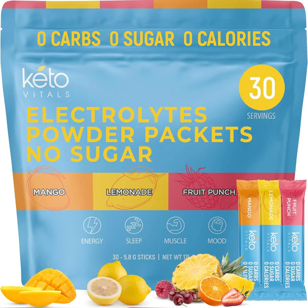 Electrolitos En Polvo Sabor Tropical Keto Vitals Paquetes Individuales Hidratacion Energia