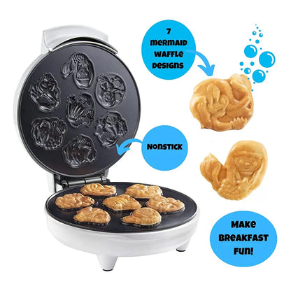 Mermaid Waffle Maker Crea 7 Gofres En Forma De Sirena Divertidos Y Deliciosos