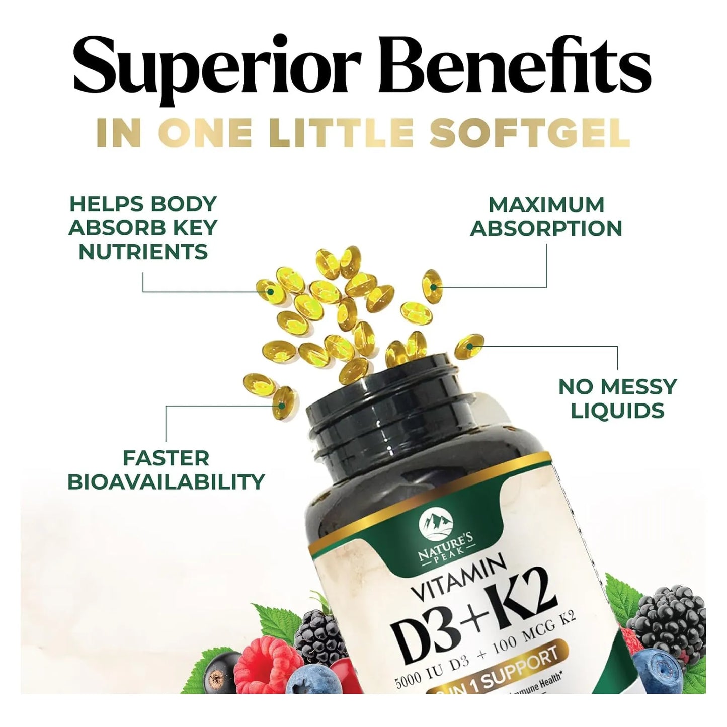 Vitamina D3 K2 5000 Ui 100 Mcg Capsulas Blandas Refuerzo Inmunologico Y Oseo