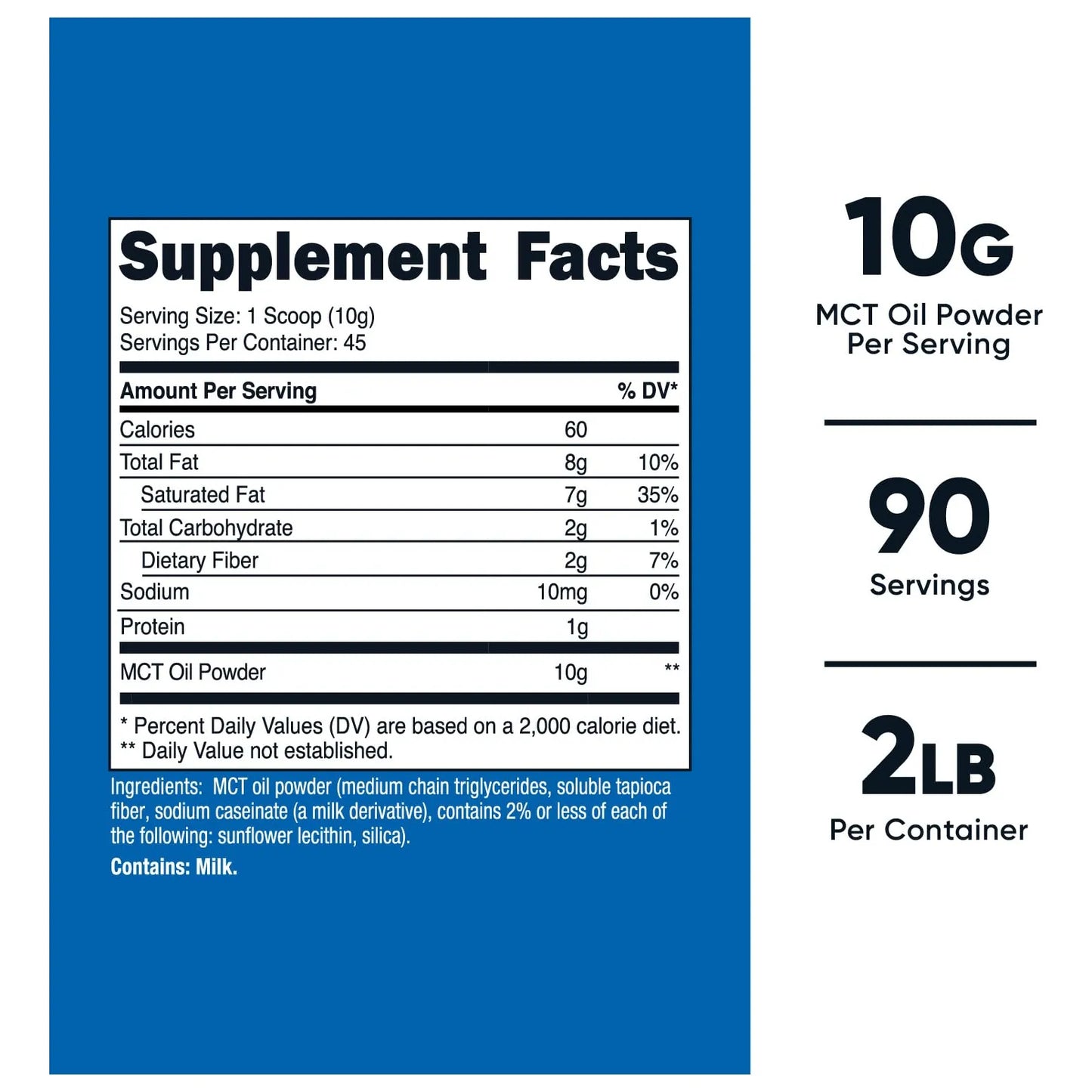 Aceite MCT En Polvo 1 Libra Ideal Para Dietas Cetogénicas Sin Gluten Ni OMG