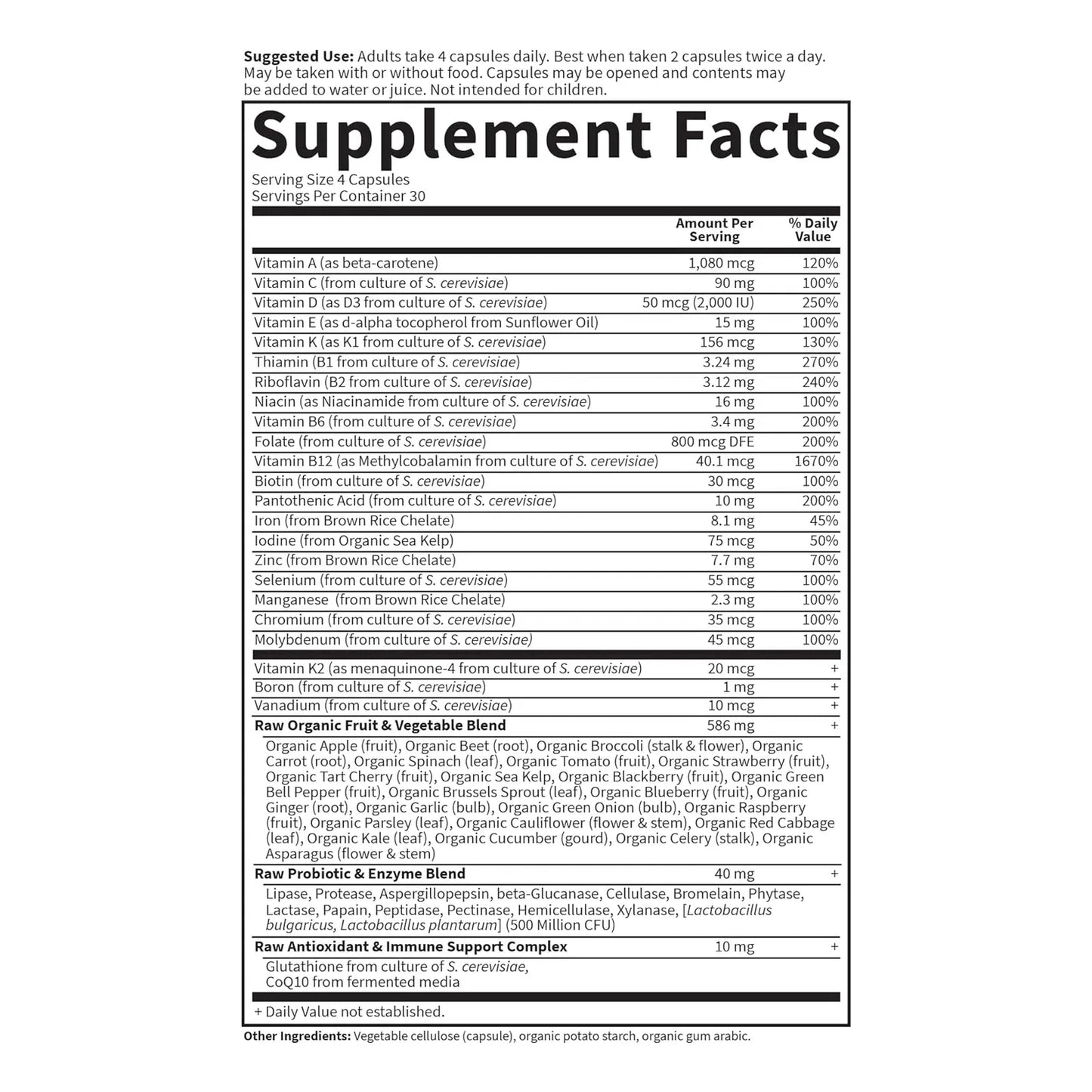 Multivitaminico Mujeres Con Probioticos Vitaminas A C D K B 120 Capsulas