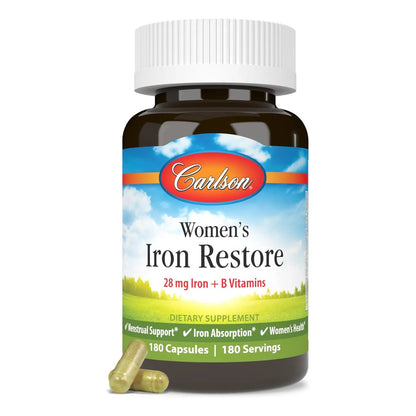 Suplemento De Hierro Para Mujer 28 Mg Con Vitaminas B 180 Capsulas