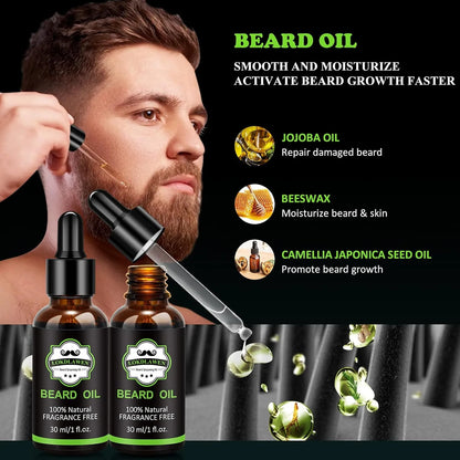 Kit De Barba 10 En 1 Cuidado Profesional Con Aceite Bálsamo Y Herramientas
