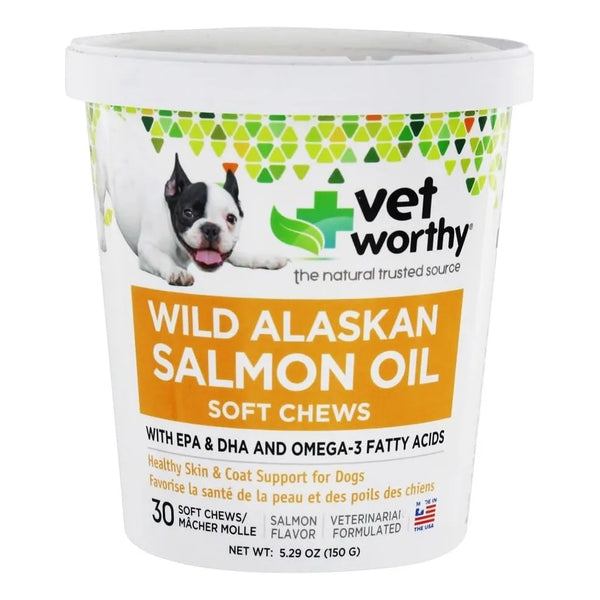 Masticables Suaves Aceite Salmón Piel Saludable Pelaje Brillante Vet Worthy Suplemento Perros