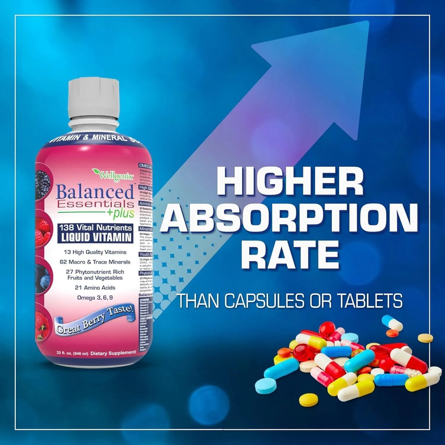 Multivitaminico Liquido Balanced Essentials 946ml Sabor Very Berry Suplemento Nutricional